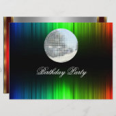 Disco Retro Birthday Party Invitation Kaart (Voorkant / Achterkant)
