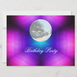 Disco Retro Birthday Party Invitation Kaart