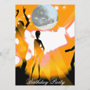 Disco Retro Birthday Party Invitation Kaart