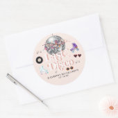 Disco Retro Roller Skating | Bachelorette-feestje Ronde Sticker (Envelop)