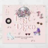 Disco Retro Roller Skating | Bachelorette-feestje Sparkling Wijnetiket (Enkel label)