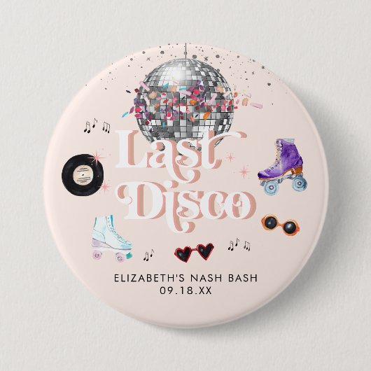 Disco Retro Roller Skating | Bachelorette Ronde Button 7,6 Cm (Voorkant)