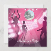 Disco Retro Rose Anniversaire Invitation (Devant)