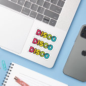 DISCO retro vinyl Sticker (Laptop met iPhone)