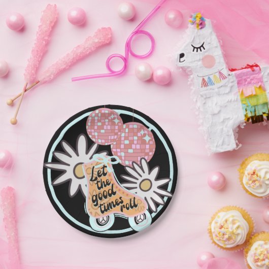 Disco Roller Skating Party Papieren Bordje (Feest)