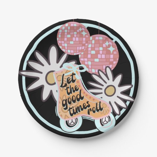 Disco Roller Skating Party Papieren Bordje (Voorkant)