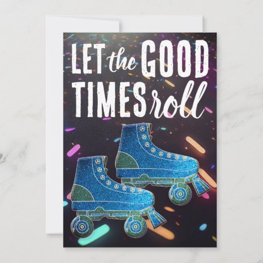 Disco Rollerskating Verjaardag Glitter Roller Scha Kaart (Achterkant)