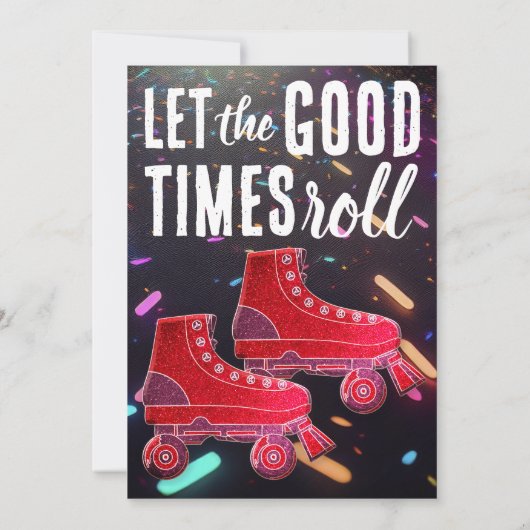 Disco Rollerskating Verjaardag Glitter Roller Scha Kaart (Achterkant)
