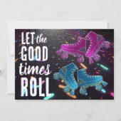 Disco Rollerskating Wedding Glitter Roller Schaats Kaart (Achterkant)