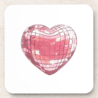 Disco Roze Hart Muismat Bier Onderzetter