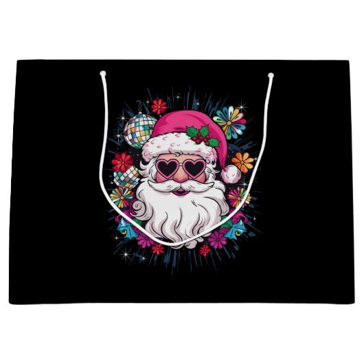 Disco Roze Kerstman Grappig Kerstfeest Groot Cadeauzakje (Voorkant)