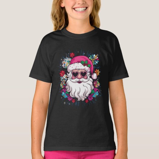 Disco Roze Kerstman Grappig Kerstfeest T-shirt (Voorkant)