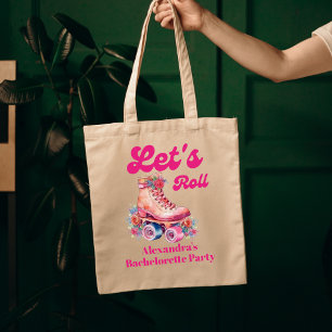 Disco Roze Retro Roller Skaten Meidenavond Tote Bag