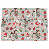 Disco Santa en rendier vakantiepatroon Groot Cadeauzakje (Achterkant)