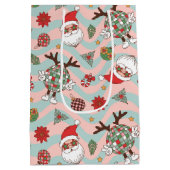 Disco Santa en rendier vakantiepatroon Medium Cadeauzakje (Achterkant)