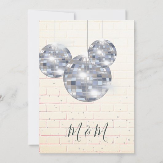 Disco Silver Rustic Brick Uitnodiging (Voorkant)
