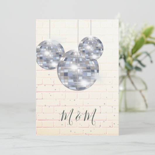 Disco Silver Rustic Brick Uitnodiging (Staand voorkant)