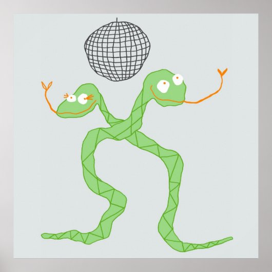 Disco Snakes Poster in Green (Voorkant)