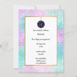 DISCO SPARKLE DISCO BALL D'ANNIVERSAIRE INVITATION
