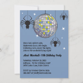 Disco Spiders Halloween Blauw Retro Kostuum Feest Kaart