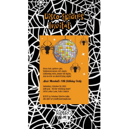 Disco Spiders Halloween Oranje Retro Kostuum Feest Kaart