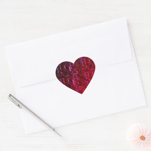 Disco Style Pink Faux Sequin Heart Hart Sticker (Envelop)