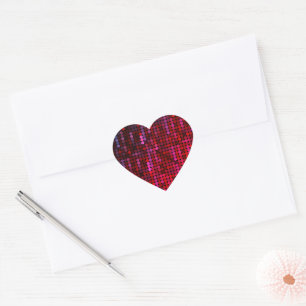 Disco Style Pink Faux Sequin Heart Hart Sticker
