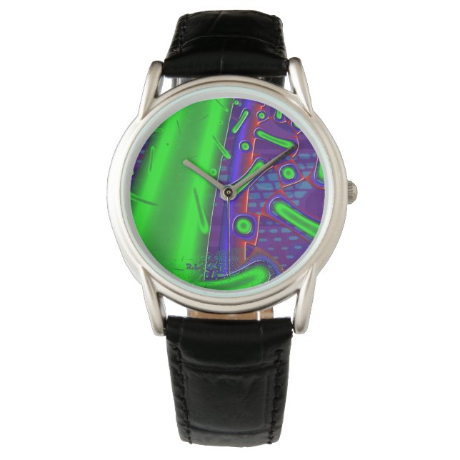 Disco Tech Dichroic Glass Fractal Horloge (Voorkant)
