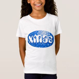 Disco Tegels Dark Blue 'xmas' meisjes gemonteerd o T-shirt