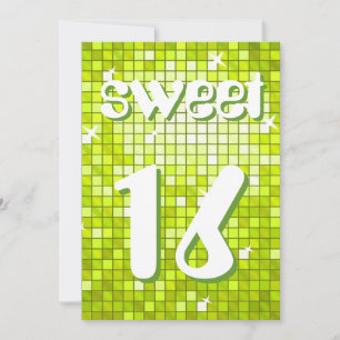 Disco Tegels Limoen "Sweet 16"-uitnodigingstekst Kaart