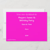 Disco Tegels Roze 'feest!' uitnodiging (Achterkant)