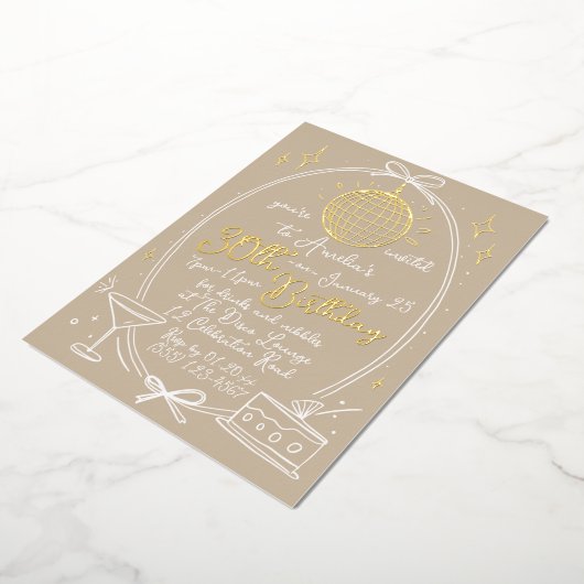 Disco Thema 30e verjaardag Uitnodiging Real (Gedraaid)