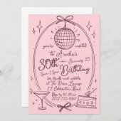 Disco Thema 30e Verjaardag Uitnodiging voor Vrouwe (Voorkant / Achterkant)