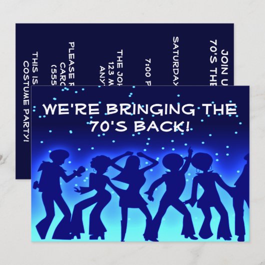 Disco Theme 70's Party Invitations Kaart (Voorkant / Achterkant)