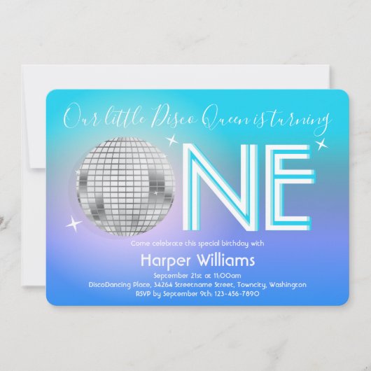 Disco Thème Premier Anniversaire Invitation (Devant)