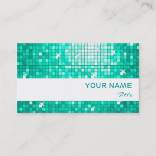 Disco Tiles Aqua carte de visite à bande blanche