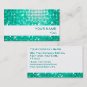 Disco Tiles Aqua carte de visite à bande blanche (Devant / Derrière)