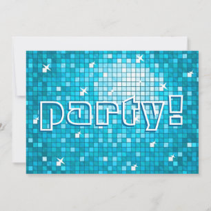 Disco Tiles Blue 'party'! uitnodiging