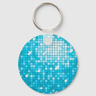 Disco Tiles Blue sleutelhanger round