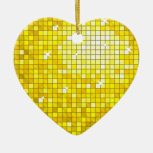 Disco Tiles Geel sierhart Keramisch Ornament