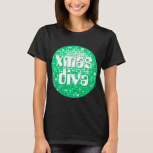 Disco Tiles Jade 'xmas diva' t-shirt zwart