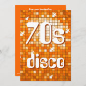 Disco Tiles Oranje 70s Disco-uitnodiging Kaart (Voorkant / Achterkant)