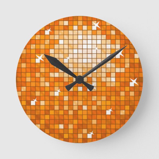 Disco Tiles Oranje wandklok Ronde Klok (Voorkant)