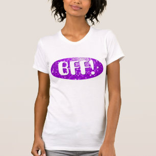 Disco Tiles Paars "BFF" dames petiteren wit T-shirt