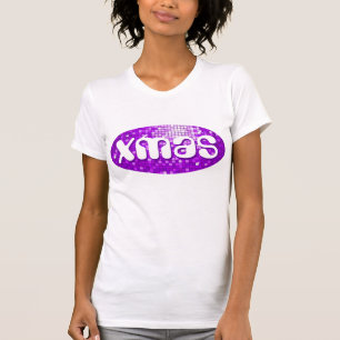 Disco Tiles Paarse 'xmas' dames petiteren wit T-shirt