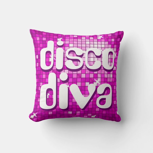 Disco Tiles Pink 'disco diva' werpt kussen (Voorkant)