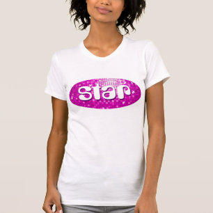 Disco Tiles Pink 'star' dames petite white T-shirt