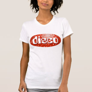 Disco Tiles Red 'disco' dames petite white T-shirt