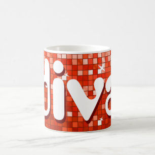 Disco Tiles Red "diva" mok