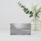 Disco Tiles "Silver" visitekaartje grijze streep (Staand voorkant)